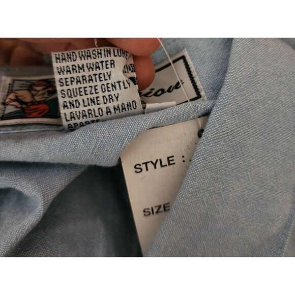 Vintage 80s Embroidered Poker Casino Short Sleeve Shirt Womens XL Blue NEW - Picture 6 of 6